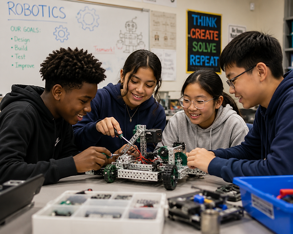 ENVISIONEERS middle schoolers doing robotics