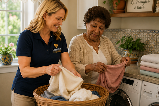 Home care for elderly in New York helping with laundry