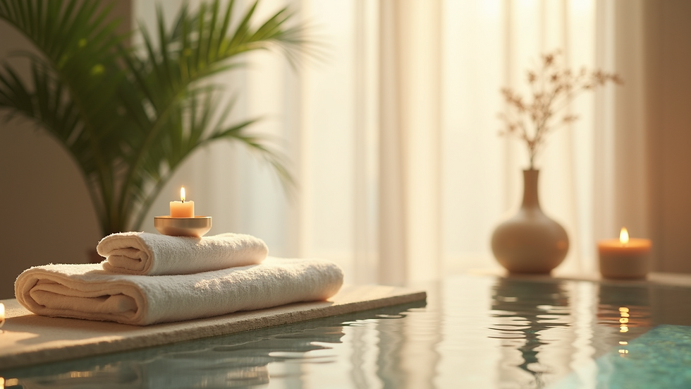 Eye-level view of a tranquil Japanese Headspa interior