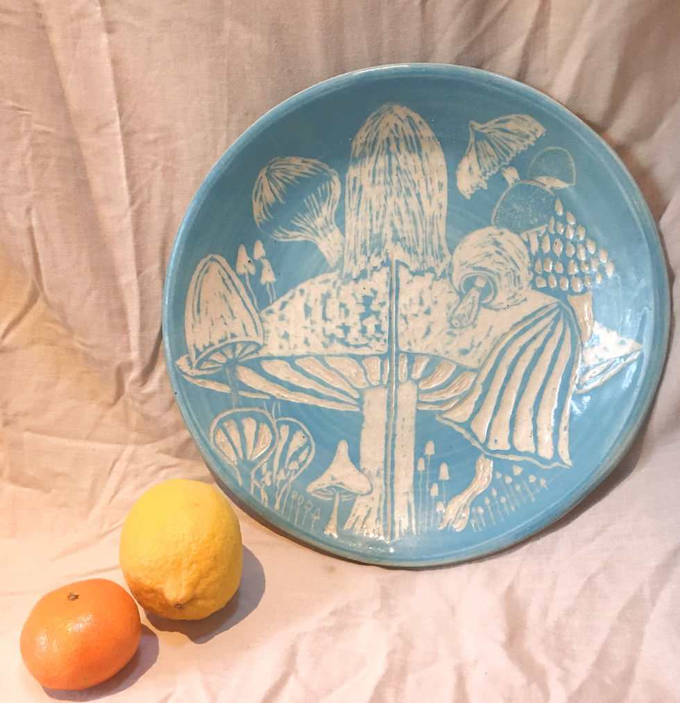 Large Funghi decorated platter