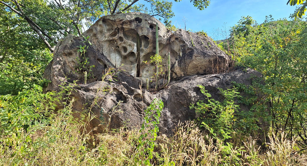 Vista para a parte reversa da Pedra Lascada com presença de honeycombs - Fonte: Ricardo Matos
