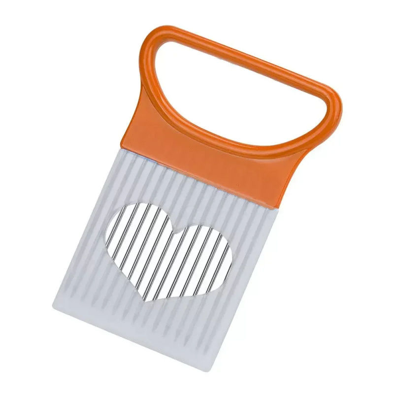 Thumbnail: Stainless Steel Vegetable Slicer Holder — Onion & Tomato Cutting Aid