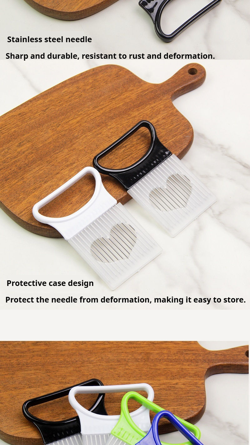 Thumbnail: Stainless Steel Vegetable Slicer Holder — Onion & Tomato Cutting Aid