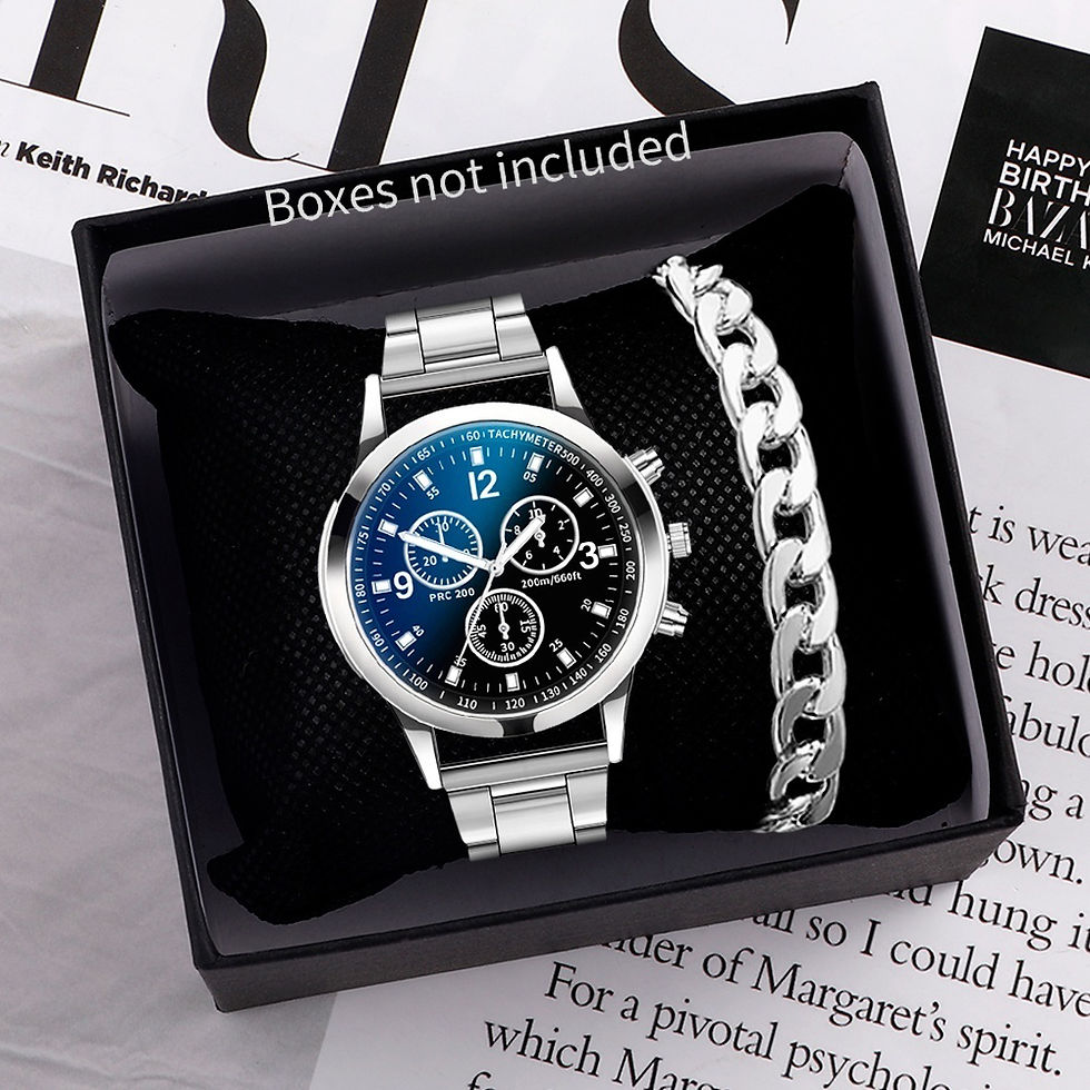 Thumbnail: Men’s Stainless Steel Quartz Watch with Bracelet — Business Style
