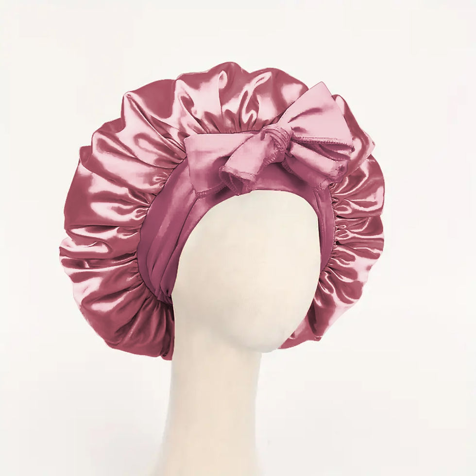 Thumbnail: Adjustable Satin Sleep Bonnet — Silk-Like Hair Protection Cap