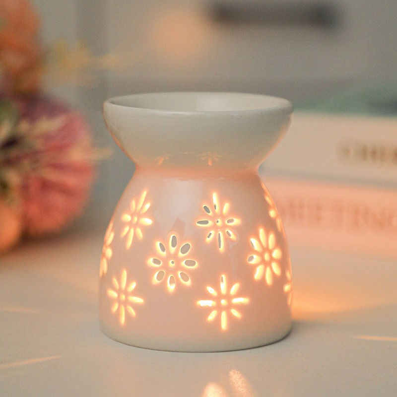 Thumbnail: White Ceramic Incense & Essential Oil Burner — Hollow Design