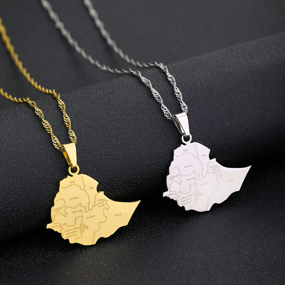 Ethiopia Map Necklace / የኢትዮጵያ ካርታ ሐብል