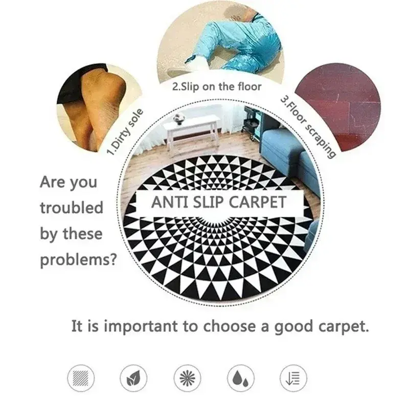 Thumbnail: Bohemian Round Patterned Carpet — Soft Anti-Slip Rug