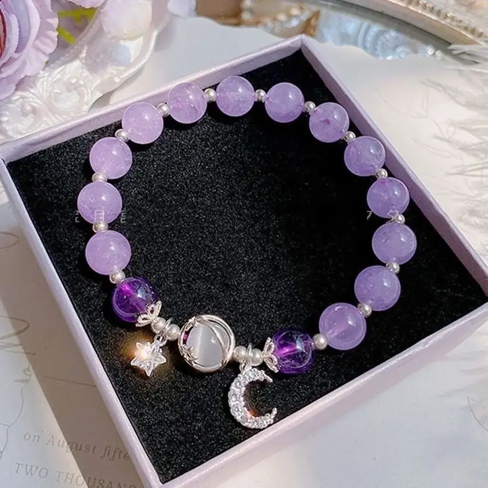 Thumbnail: Butterfly, Star & Moon Glazed Beaded Bracelet — Colorful Charm Design