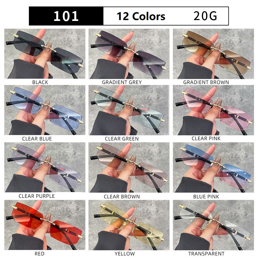 Thumbnail: Rimless Rectangle Sunglasses — Gradient Lens Business Style