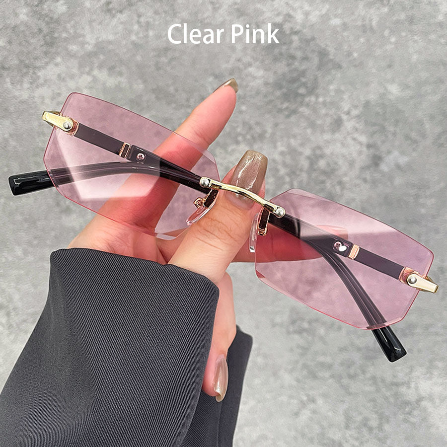 Thumbnail: Rimless Rectangle Sunglasses — Gradient Lens Business Style