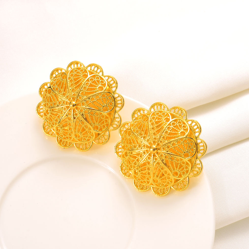 Thumbnail: Ethiopian Gold Plated Bridal Jewelry Sets Necklace Earrings Bangle Ring Gifts We