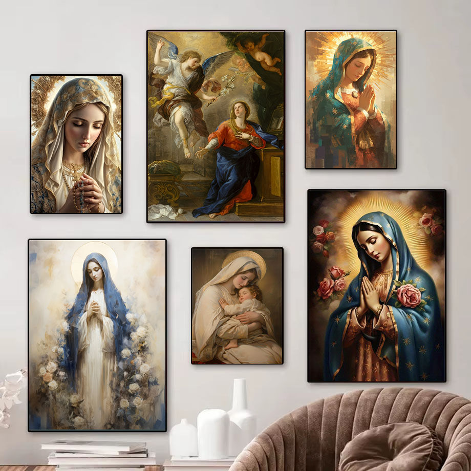 Virgin Mary and Jesus Christian Wall Art / የማርያምና ኢየሱስ ስዕል