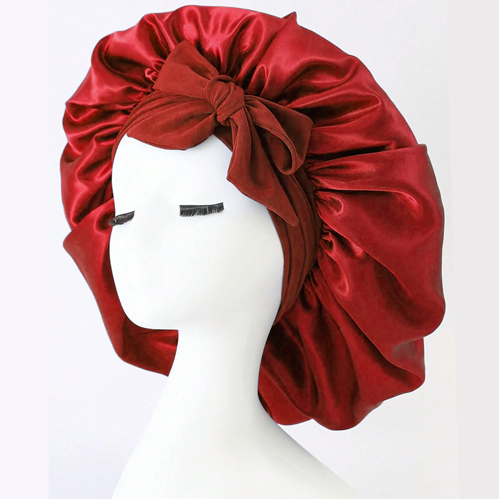 Thumbnail: Adjustable Satin Sleep Bonnet — Silk-Like Hair Protection Cap