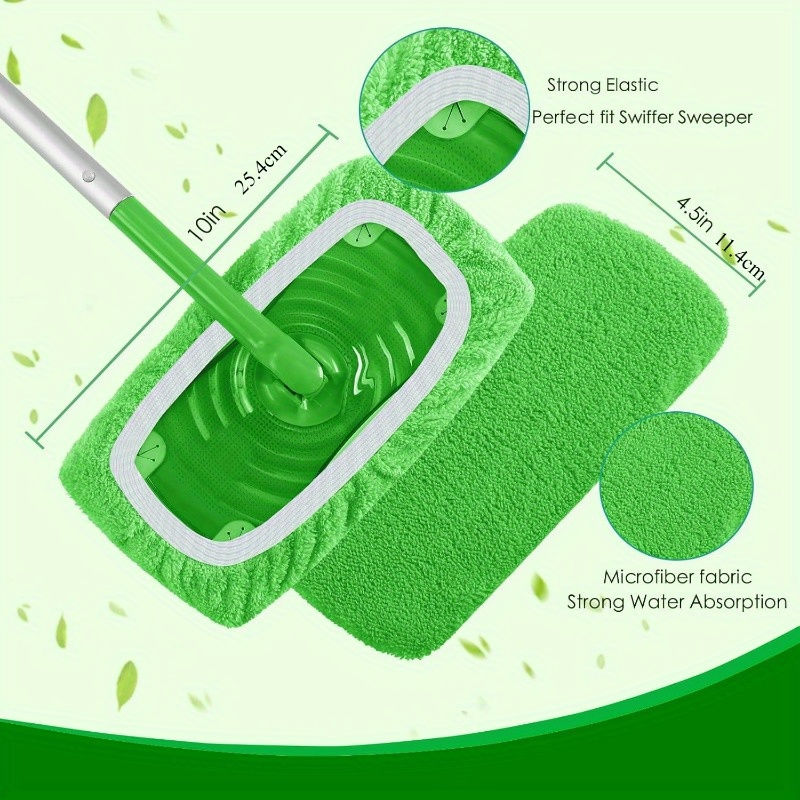 Thumbnail: Reusable Microfiber Mop Pads — 4-Piece High-Absorption Set