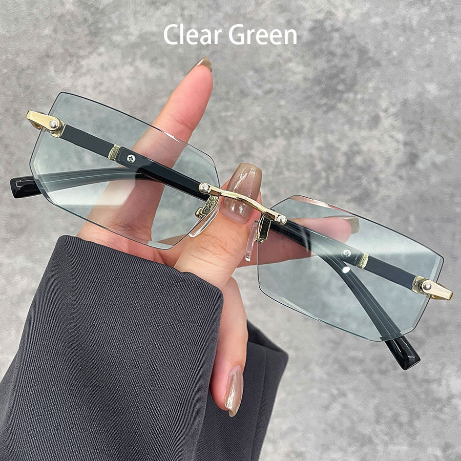 Thumbnail: Rimless Rectangle Sunglasses — Gradient Lens Business Style