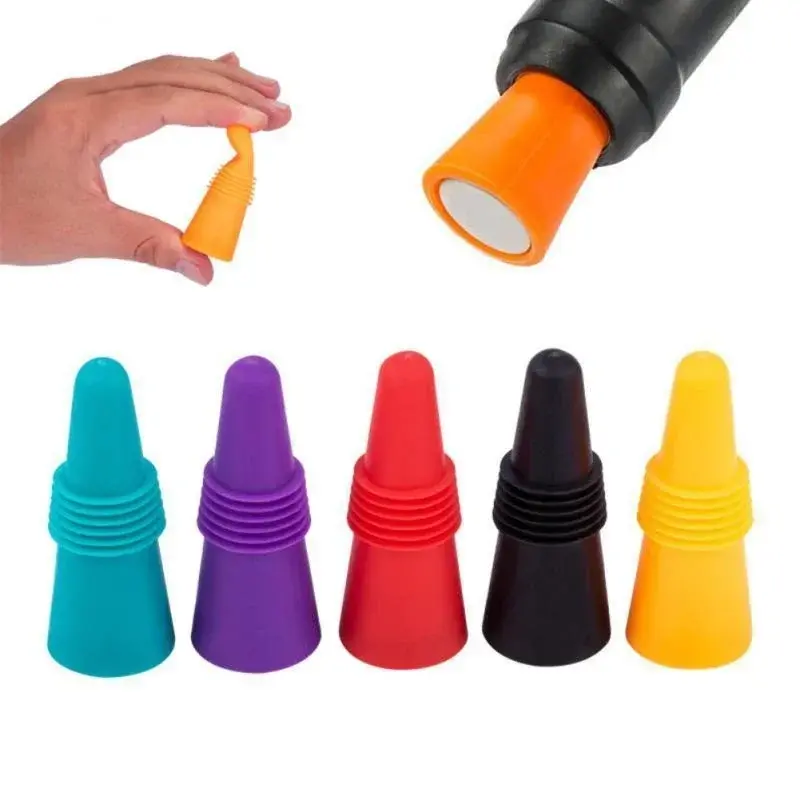 Thumbnail: Silicone Wine & Beverage Bottle Stoppers — Leakproof Cap Set