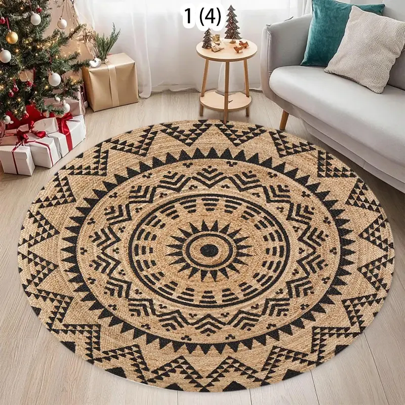 Thumbnail: VIKAMA Boho Easter round Persian Non-Slip Rug for Outdoor Courtyard Home Decor