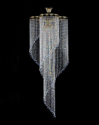 Poema drop Basket lead crystal chandelier. Shown in the Nickel Finish