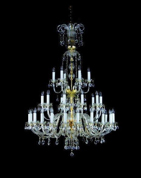 Rachel-36 is a large classical lead chandelier designed for high ceilings, grand rooms, galleried landings, large hallways