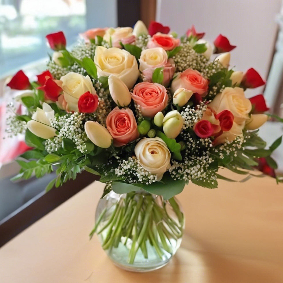 compose an adorable real picture to show the personalized flower arrangement service for E