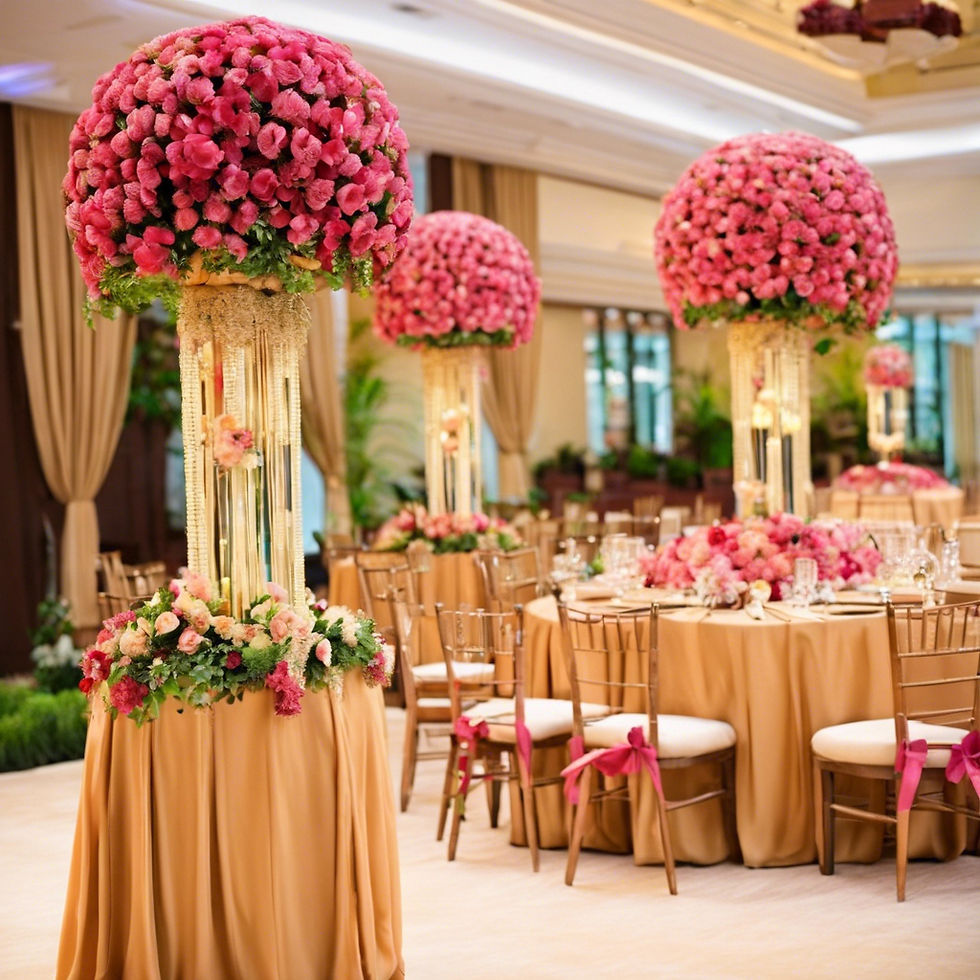 compose a real picture to show the business EVENT DECORATION work by florist experts