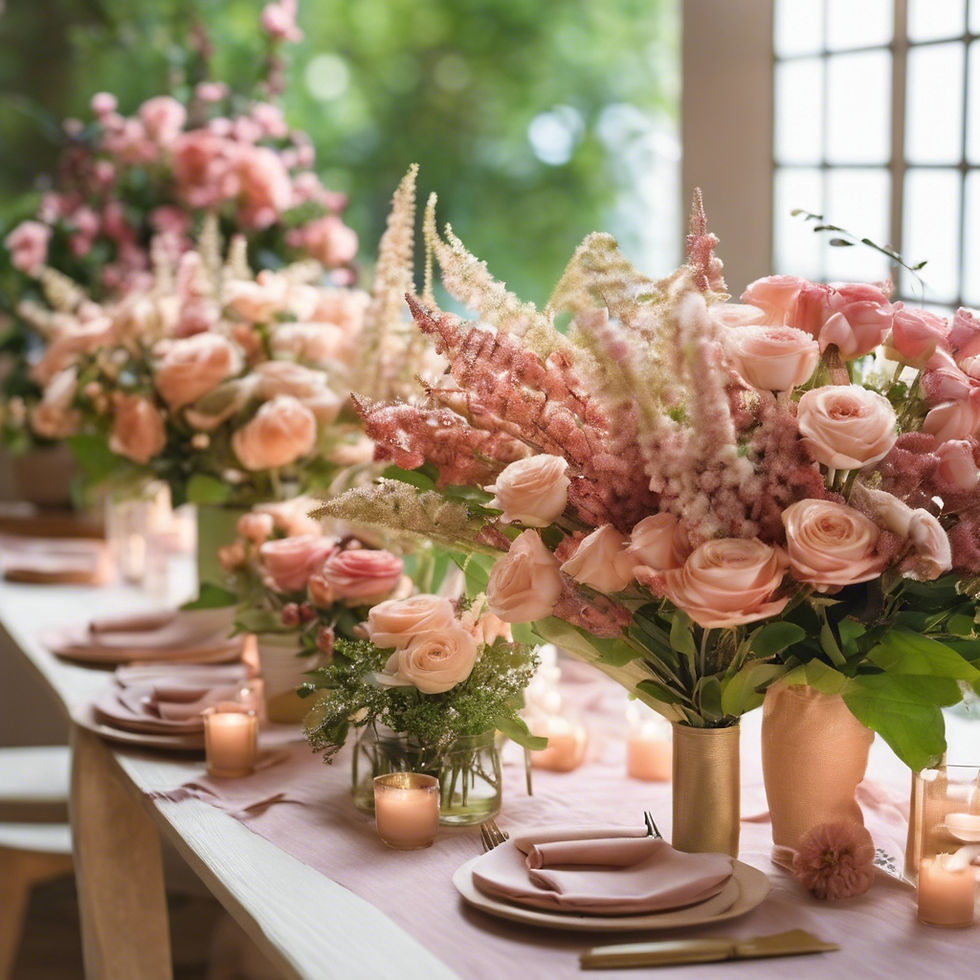 compose a real picture to show special event flower arrangement work on florist shop table