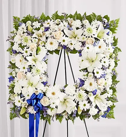 Sentimental Solace Wreath™ - Blue & White, $270