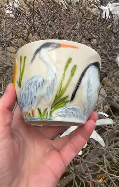 Thumbnail: Great Blue Herons Tea bowl