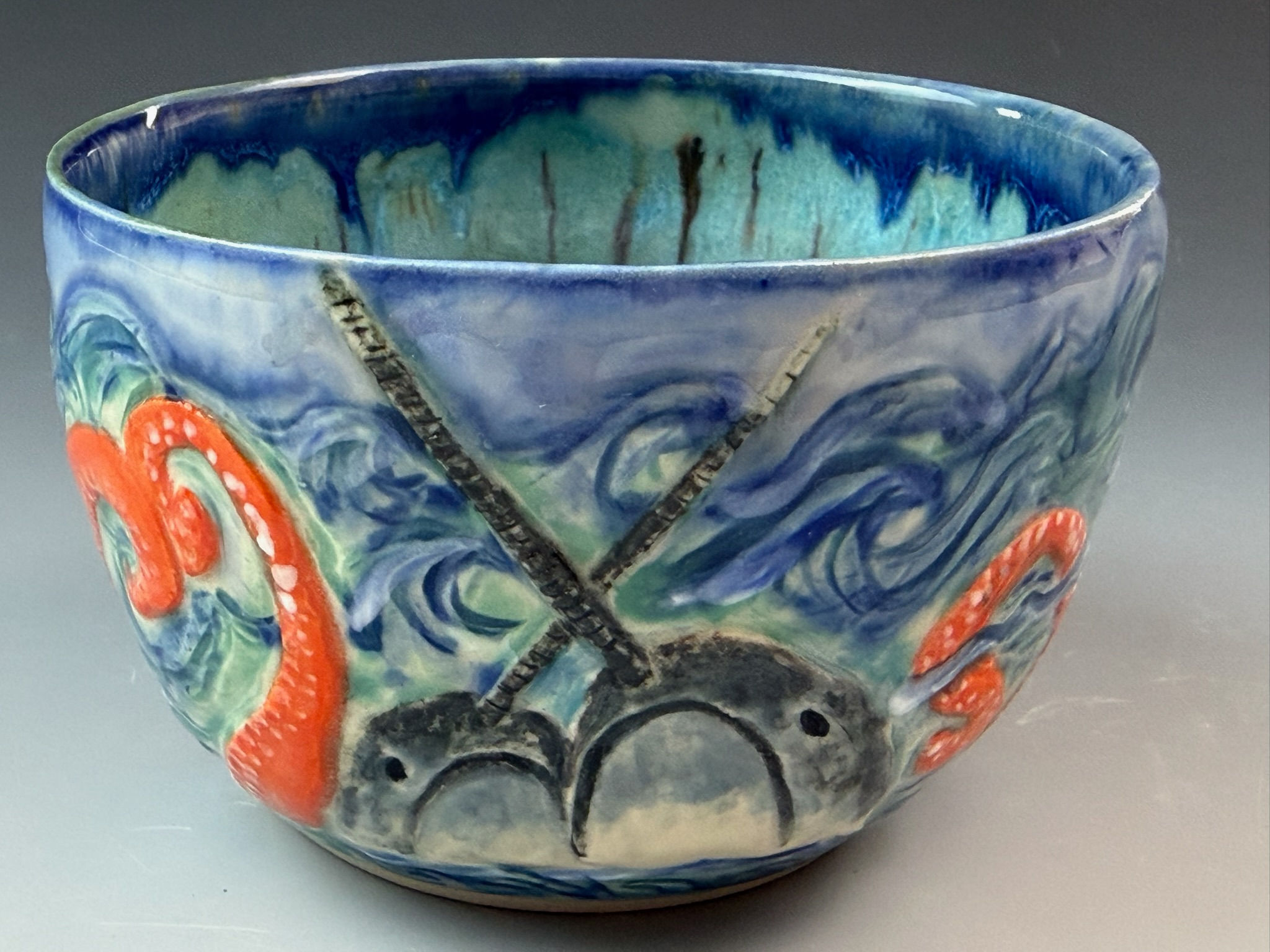 Octopus and narwhals teabowl (SOLD)
