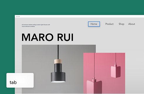 A Wix eCommerce website selling modern light fixtures with visual indicators enabled.