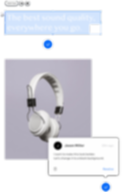 Headphones website with comment from an agency team member.