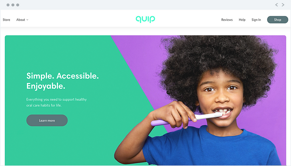Quip homepage, “Simple. Accessible. Enjoyable.”