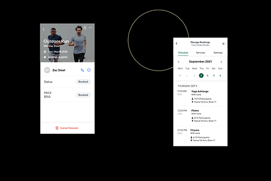 View of a fitness business and how it looks on the Wix Owner app