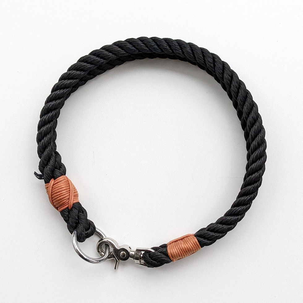 großes Halsband mit Scherenkarabiner | Umfang: 60 cm | Ø12 Tau schwarz