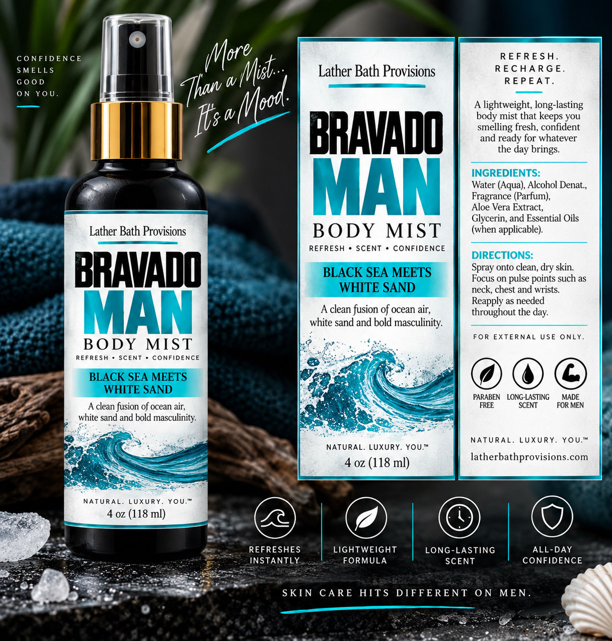 Bravado Man Beard-Face & Body mist