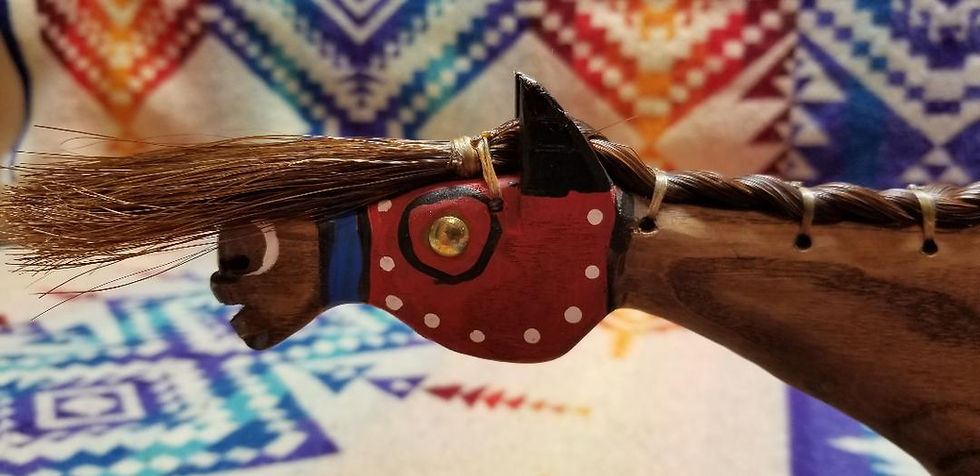 Thumbnail: Silver inlaid horse pipe and spirit horse stem