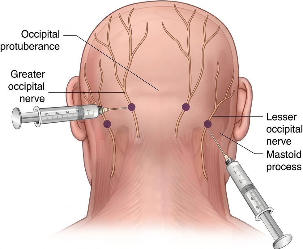 Greater and Lesser Occipital Nerve blocks for management of migraines