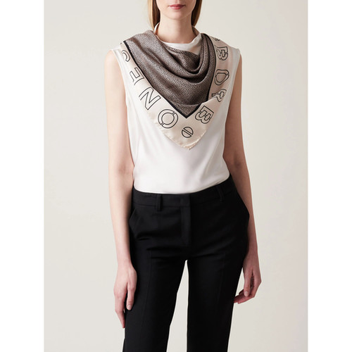 Scialle Prezzo Sciarpa Borbonese SCIARPA BORBONESE IN MISTO SETA MARRONE  CON VITE E FARFALLE