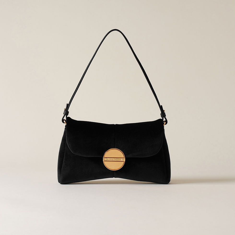 BORBONESE. Coquette Crossbody Piccola. Tracolla in Pelle e Tessuto