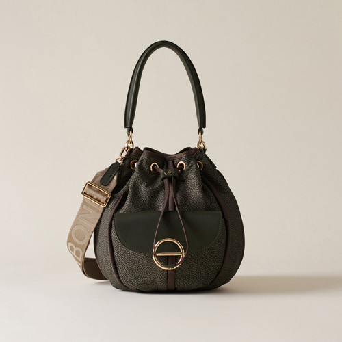 Borsa Tote Donna In Pelle PU Con Motivo Intrecciato, Piccola, Beige, Con Tracolla E Pochette Interna