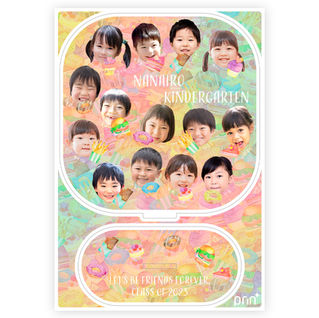 卒園記念 写真入りアクリルスタンド Sweetsシリーズ 組立前の全体イメージ