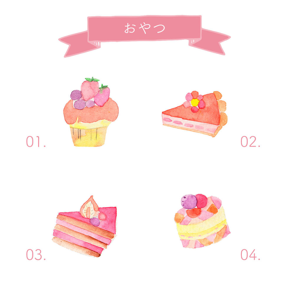 Sweetsシリーズで使用できるスイーツアイコン(ケーキ・カップケーキなど)セット1