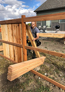 Stageing fence boards.