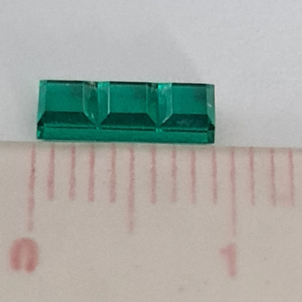 Thumbnail: Invisible set, 3 stones in 1. Created emerald 9x4 mm 