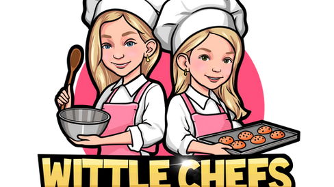 Wittle Chefs logo of two young girls holding cooking utensils and wearing aprons and chefs hat