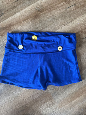 Dark blue fold over shorts with buttons