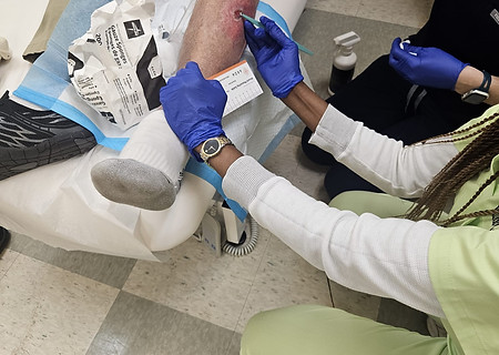 working with patient wound care