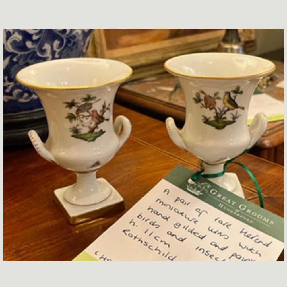 miniature Herend Rothschild design urns
