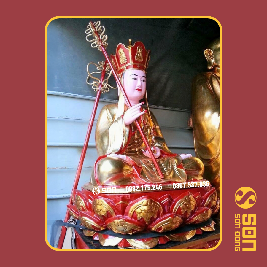 Hình thu nhỏ: TƯỢNG ĐỊA TẠNG VƯƠNG BỒ TÁT - SƠN SON THẾP VÀNG